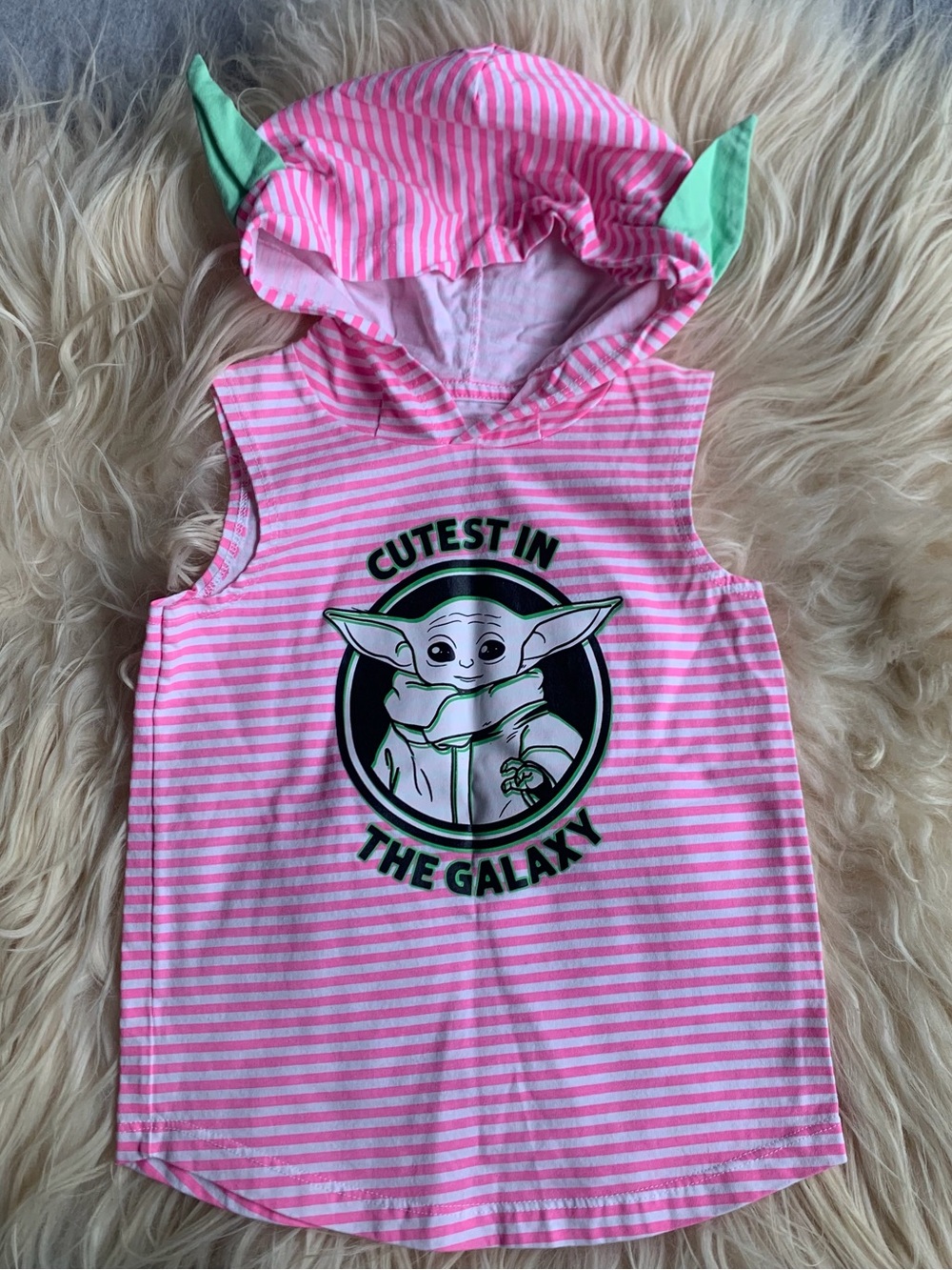 5T Baby Yoda ears hooded tank Star Wars kid outfit